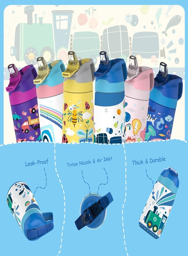 Fjbottle 12OZ Kids Insulated Stainless Steel Water Bottle with Straw, Leakproof Small Lightweight Water Jugs, train - Image 5