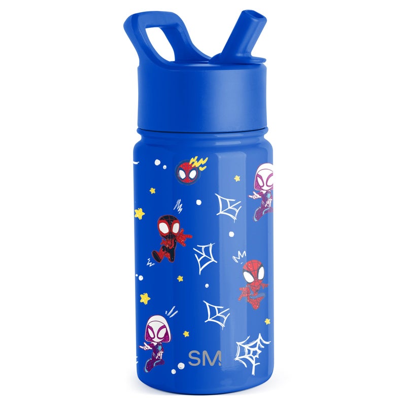 Simple Modern Spiderman Kids Water Bottle with Straw Lid | Marvel Insulated Stainless Steel Reusable Tumbler Gifts for School, Toddlers, Boys | Summit Collection | 14oz, Spidey & Friends - Image 1