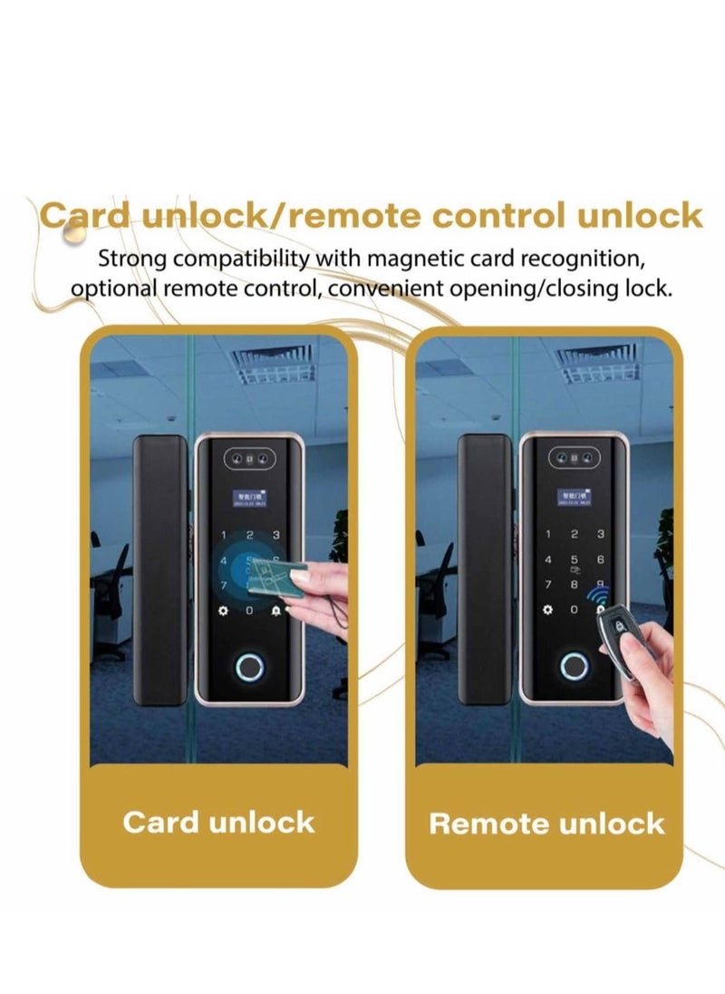 Elite - ELITE GL- PLUS Fingerprint Glass Door Lock 6 Ways to Unlock Intelligent Audio Navigation Remote Control Anti-peep Anti-decode Touchscreen, 3 D Face Recognition, Charging port, Lithium Battery - Image 1