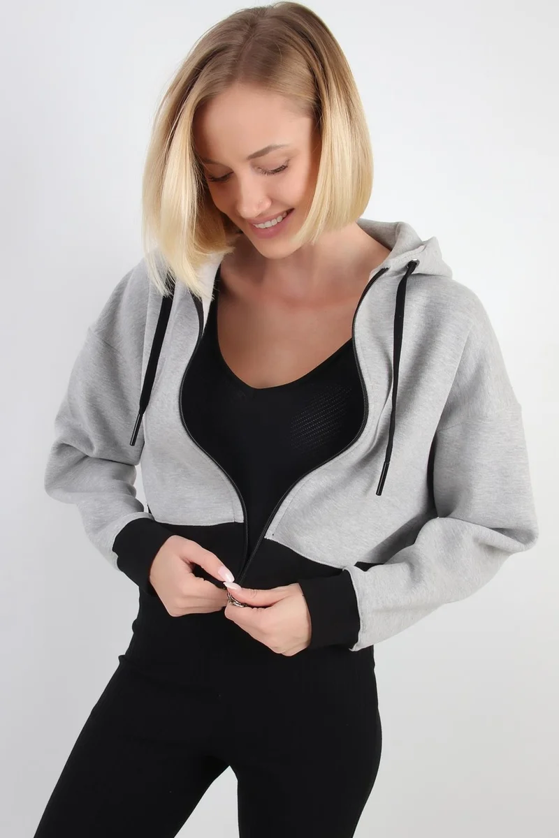 الكسندر جاردي Alexandergardı Crop Hoodie Cardigan (B20-5013)