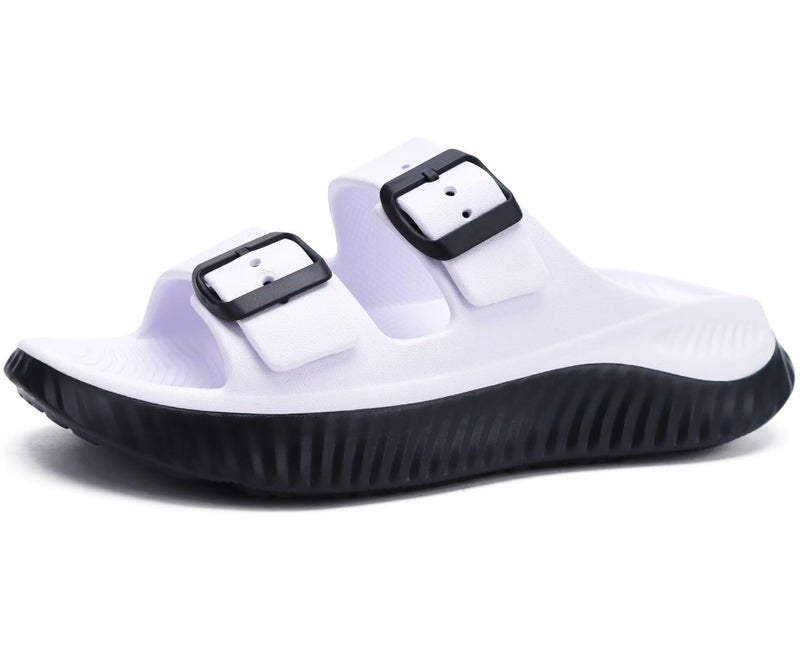 KuaiLu Womens Recovery Sandals Comfortable Plantar Fasciitis Arch Support Ladies Orthopedic Sport Slides Open Toe Slip On Thick Athletic Cushion Slippers Summer Pool Beach Walking Shoes White Size 8 - Image 2