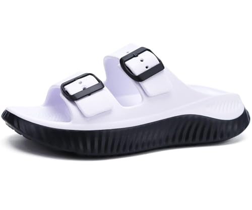 KuaiLu Womens Recovery Sandals Comfortable Plantar Fasciitis Arch Support Ladies Orthopedic Sport Slides Open Toe Slip On Thick Athletic Cushion Slippers Summer Pool Beach Walking Shoes White Size 8 - Image 1