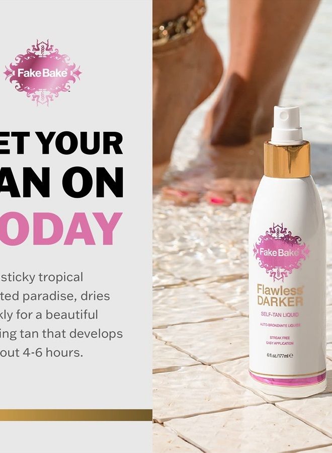 Fake Bake Flawless Darker Self-Tanning Liquid Streak-Free, Long-Lasting Natural Glow For All Skin Tones - Sunless Tanner Includes Professional Mitt For Easy Application, Black Coconut Scent - 6 oz - Image 2
