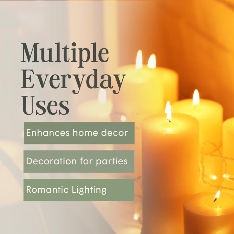 Mister Candle Unscented Dripless Pillar Candles Set of 3, Hand Poured 3 Inch Candles, Premium Wax, Decorative Pillar Candles, (3" x 4", 3" x 6", and 3" x 9", Yellow) - Image 5