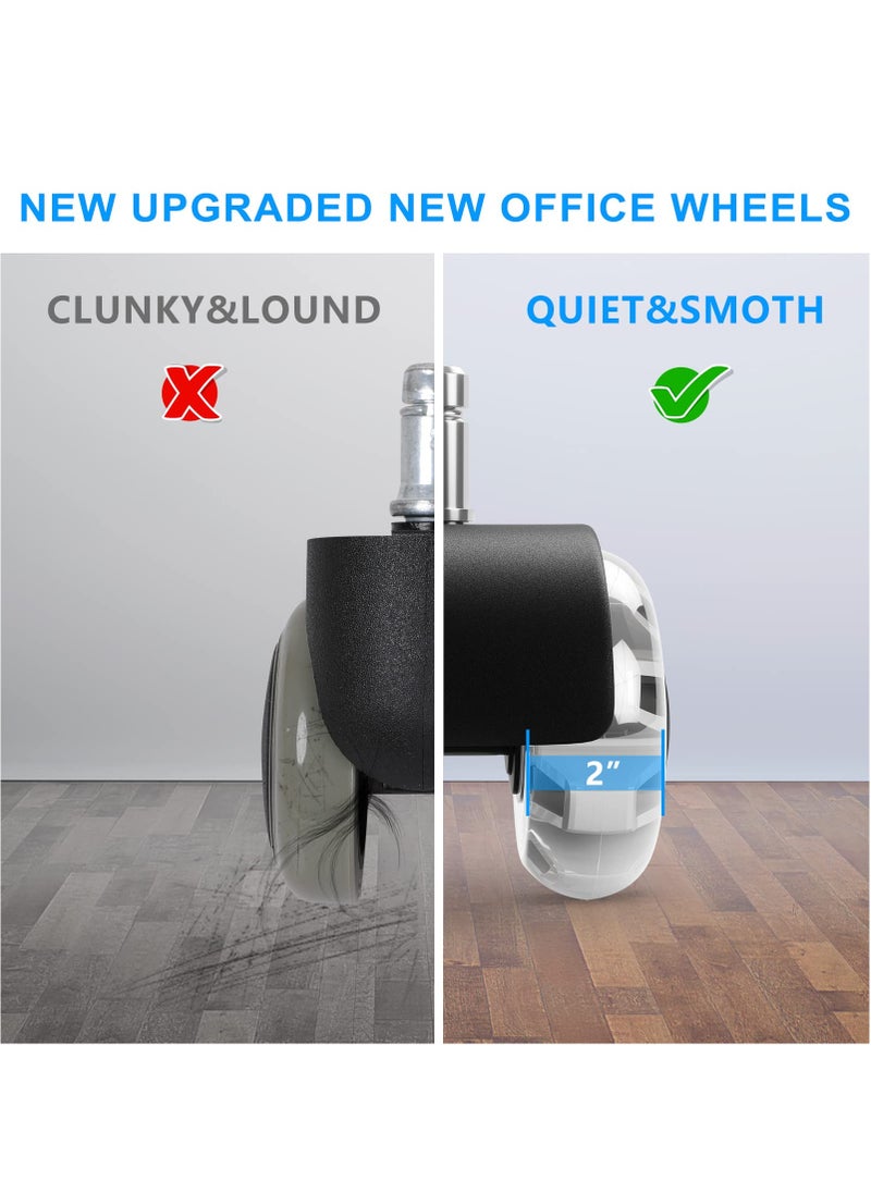 XiuWoo Set of 5 Office Chair Caster Wheels,Heavy-Duty Chair Wheels Support 2200lbs,Mute Rubber Chair Casters for Hardwood Floors and Carpet,2 Inch Universal Fit,Black  - Image 5
