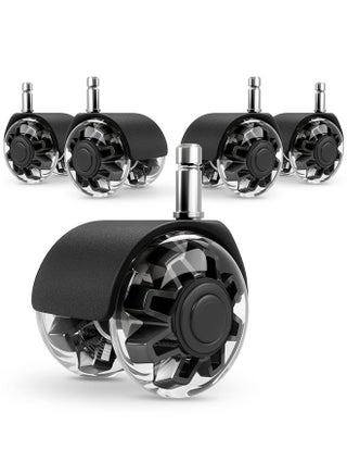 Set of 5 Office Chair Caster Wheels,Heavy-Duty Chair Wheels Support 2200lbs,Mute Rubber Chair Casters for Hardwood Floors and Carpet,2 Inch Universal Fit,Black - pzsku/Z054E3796C83308764BF0Z/45/1744684123/de50fd7e-d56a-4b46-be4e-91b637ffacf4