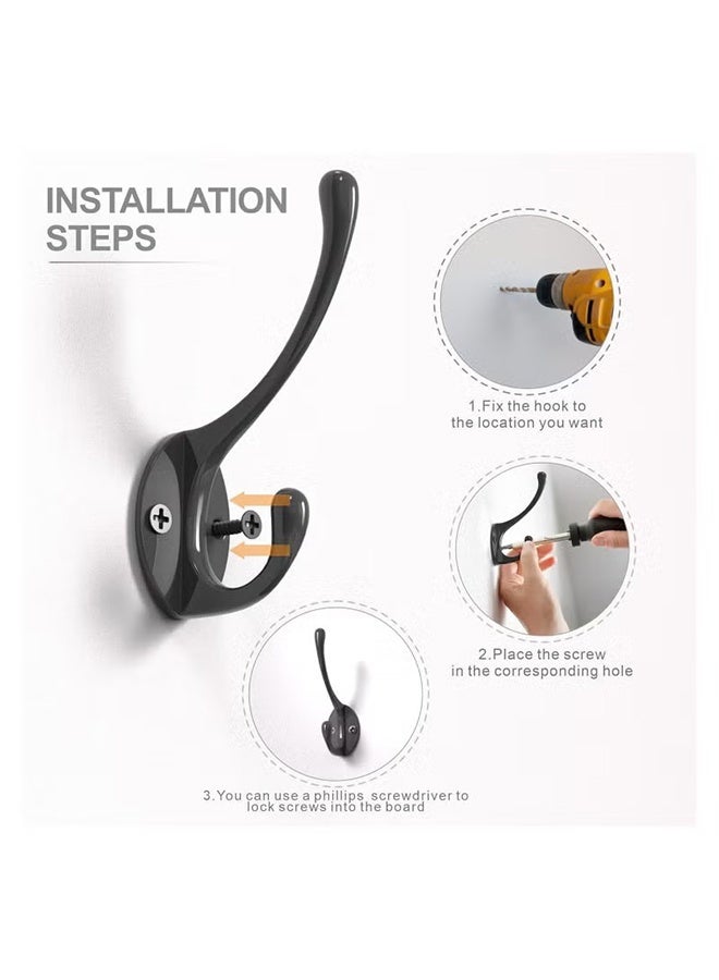 واي جيه خطافات جدارية لتعليق الملابس 10 قطع خطاف معدني من الصلب لتثبيت المعاطف، خطافات حائط فردية قوية مع 20 مسمار لتثبيت المناشف والمفاتيح والرداءات والمعاطف والأوشحة والحقائب. - Image 2