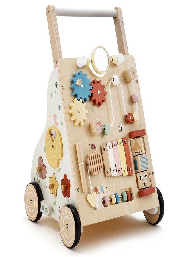 PTINFLUCE Wooden Baby Walker, Baby Push Walker for Boys and Girls 12 Months+, Adjustable Speed and Height Activity Walker, Montessori Push Toy for Toddler Learning to Walk - Image 1