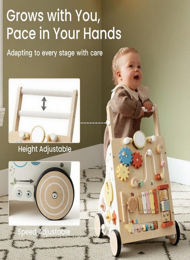 PTINFLUCE Wooden Baby Walker, Baby Push Walker for Boys and Girls 12 Months+, Adjustable Speed and Height Activity Walker, Montessori Push Toy for Toddler Learning to Walk - Image 5