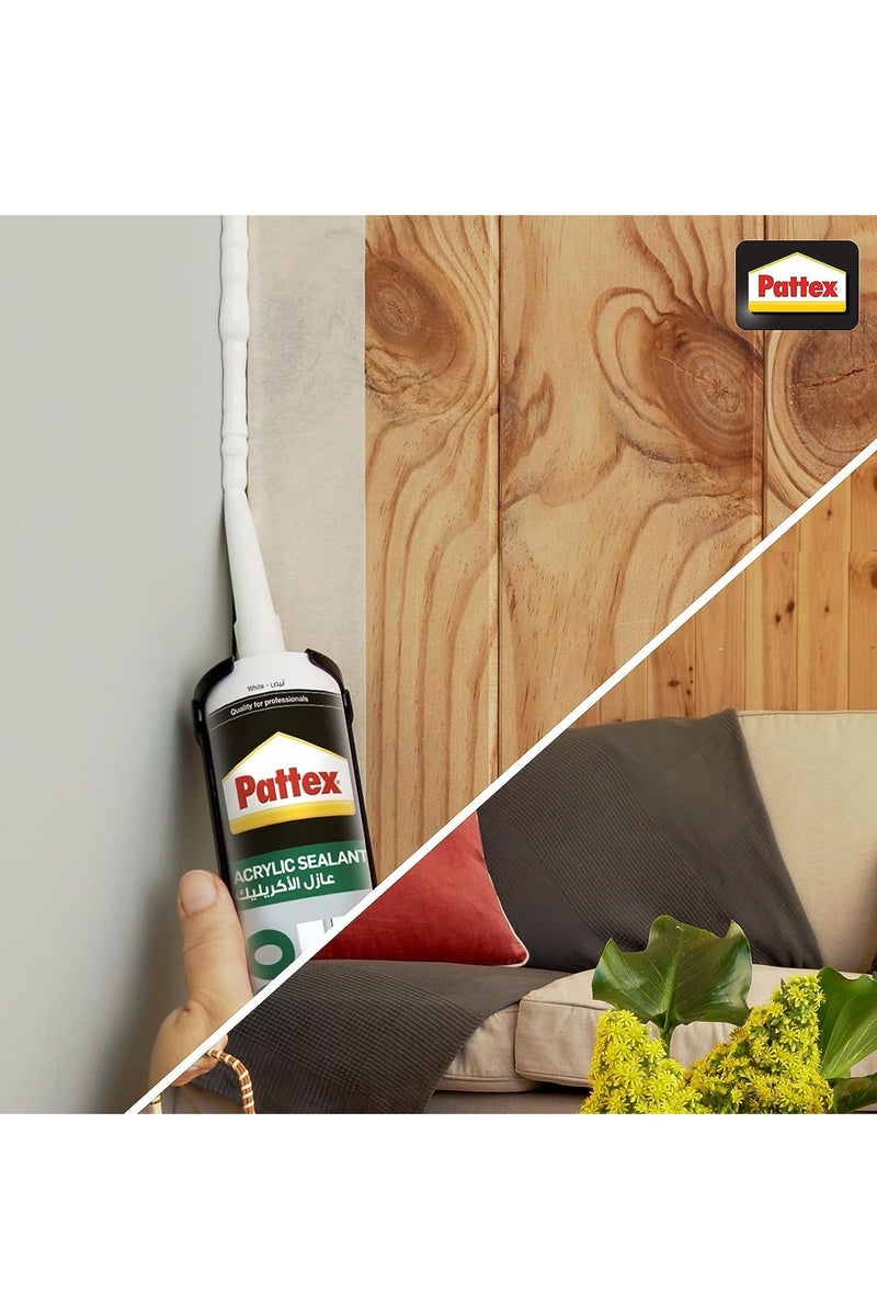Pattex SL100 Acrylic Silicone Sealant And Silicone Gun (White), Joint Filler for Interior Use, Ideal for Door & Window Frame Sealant, Easy to Use White Sealant-280ml - Image 4