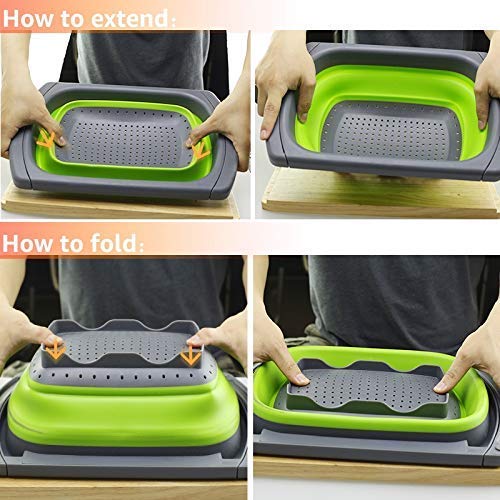 Mishrit Silicone Kitchen Collapsible Over The Sink Vegetable, Fruit Colanders Folding Strainers with Extendable Handles for Kitchen. - Image 2