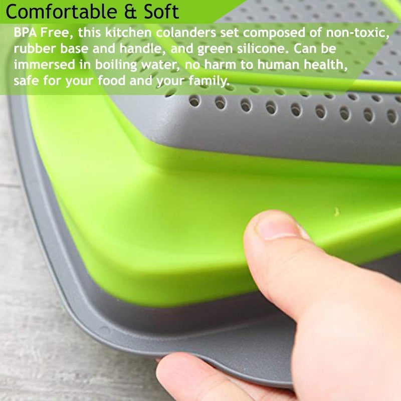 Mishrit Silicone Kitchen Collapsible Over The Sink Vegetable, Fruit Colanders Folding Strainers with Extendable Handles for Kitchen. - Image 4