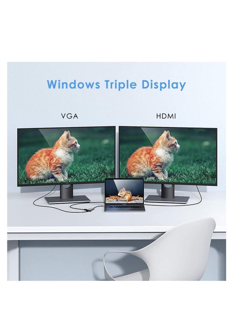 ماركة غير محددة موزع USB نوع سي محول قاعدة توصيل 12 في 1 من 2 منفذ 4K HDMI وVGA و4 منافذ USB 3.0 وبيانات USB نوع سي PD3.0 ومنفذ ايثرنت ار جيه 45 وSD/TF وAUX 3.5 ملم متوافق مع ماك بوك برو/اير والأجهزة من النوع سي  - Image 4