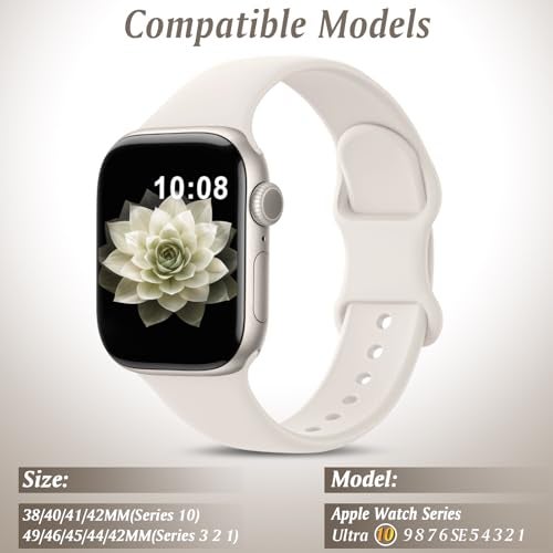 EOMTAM Patenting 10 Pack Sport Bands Compatible with Apple Watch Bands Women Men 40mm 41mm 38mm 45mm 44mm 42mm 46mm 49mm,Silicone iWatch Bands Waterproof Strap for iWatch Series 10 9 8 7 6 5 4 SE Ultra - Image 4