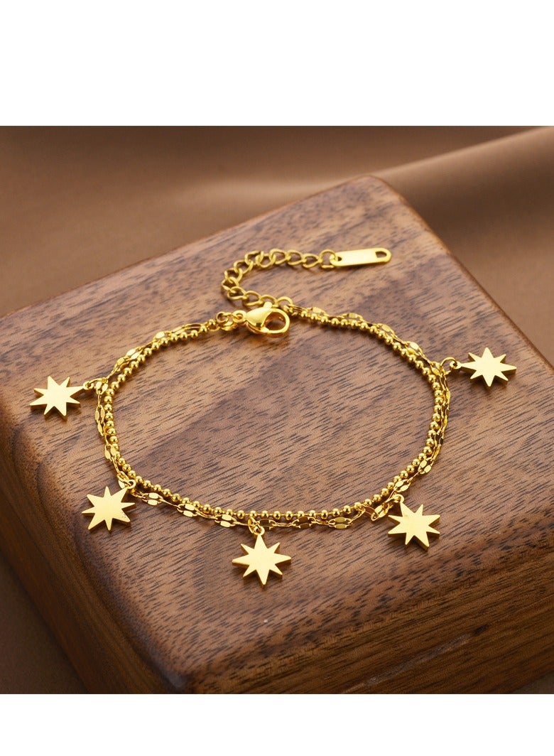 Women's titanium steel electroplating bracelet jewelry suitable for parties, dinners, travel, birthday parties (gold)