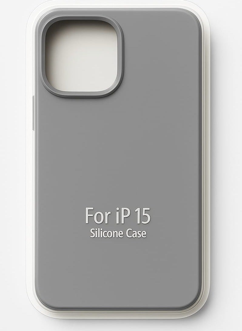 iPhone 15 Silicone Case – Slim Shockproof Protective Back Cover, Soft & Lightweight, GREY