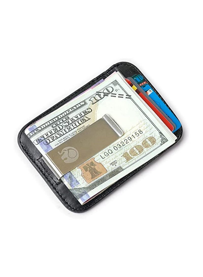 Y&D Minimalist Wallet, Slim Leather Wallet for Men Women, Credit Card Holder RFID Blocking Front Pocket Gift Husband Dad Wife Boyfriend Money Clip (Black)  - Image 3
