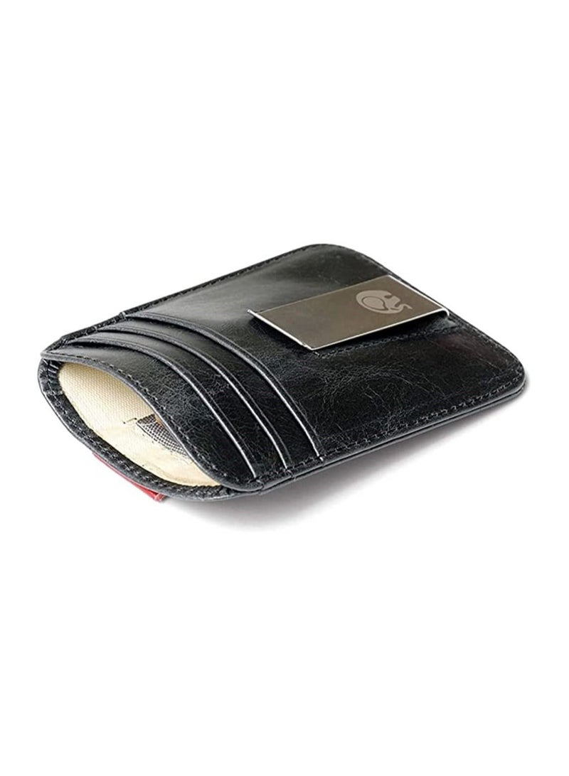 Y&D Minimalist Wallet, Slim Leather Wallet for Men Women, Credit Card Holder RFID Blocking Front Pocket Gift Husband Dad Wife Boyfriend Money Clip (Black)  - Image 2