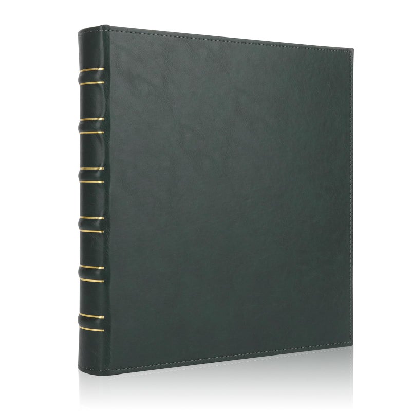 LETVPVOW Vintage Hardback 3 Ring Binder 1 Inch, Professional Leather Binder 3 Ring, Three Ring Binders Fits 8.5" x 11", D Ring Binders for Photo Album, Home, School and Office Supplies- Dark Green - Image 1