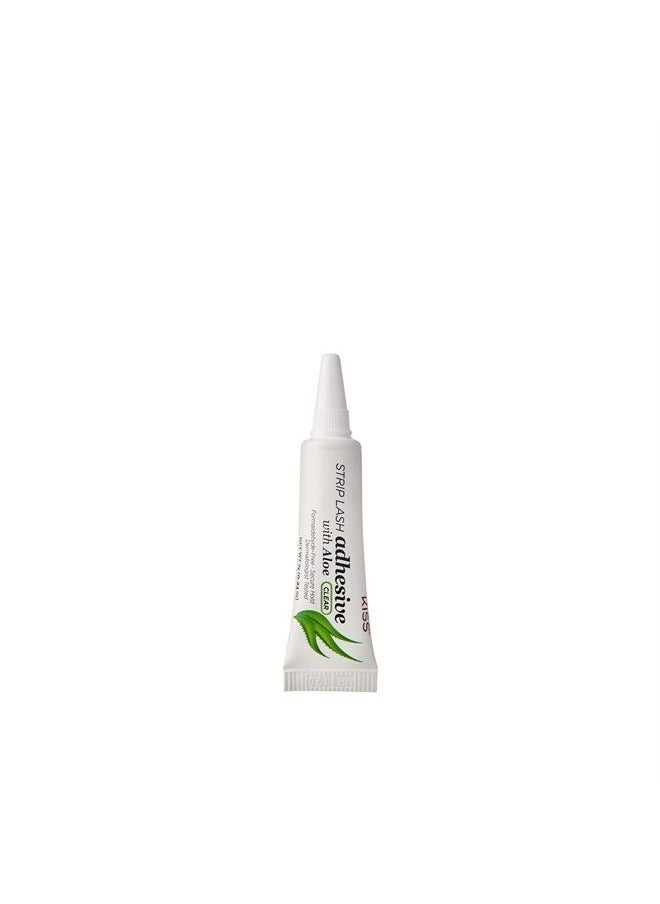 KISS - Clear Strip Lash Adhesive with Aloe, Dermatologist Tested, Formaldehyde Free, Non-Irritant, Contact Lens Friendly, Secure Hold, Contains Latex, with Control Nozzle Tip, 0.24 Ounce - Image 1