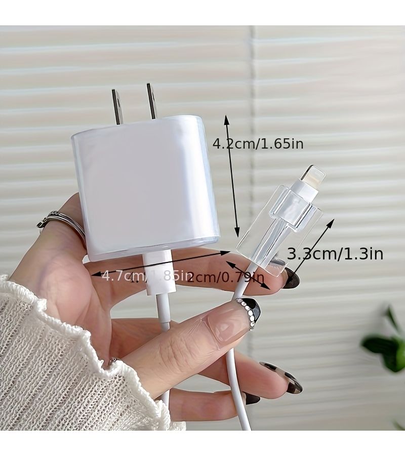 Pink Polka Dot Bow Transparent Charger Cable Case 18W 20W - Image 3