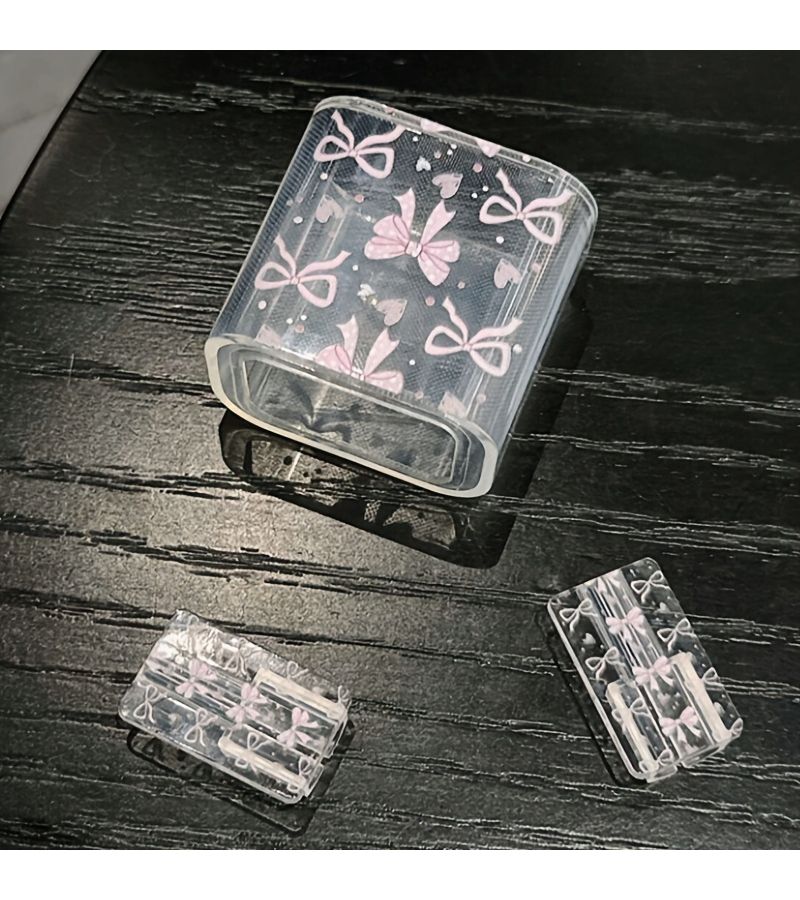 Pink Polka Dot Bow Transparent Charger Cable Case 18W 20W - Image 5