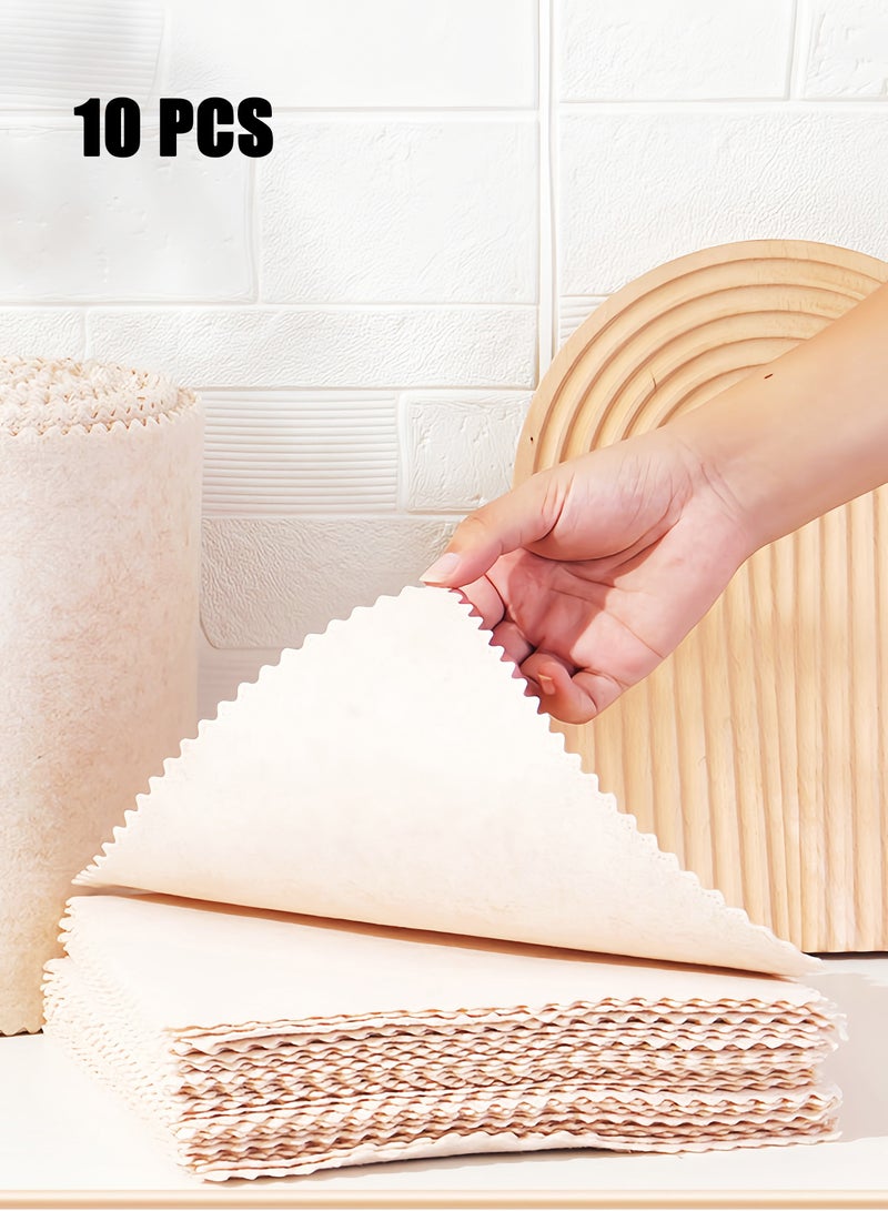 Scrub Cloth - 10 pieces Loofah Dish Towels Highly Absorbent Lint Free Scratch Free Dish Rags Wiping Dish Towels Drying Dish Cloths Washable Reusable Dish Towels Cleaning Towels Kitchen Rags for Home. - Image 1