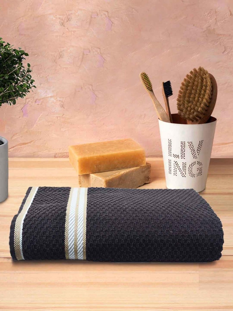 Athom Trendz Athom Living Popcorn Textured Solid Bath Towel Brown 67x137 cm Pack of 1 - Image 1