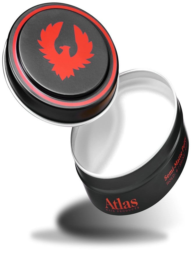 أطلس بوماد للرجال، شبه مطفي، ثبات يدوم طوال اليوم، منتج تصفيف شعر مكثف، ثبات متوسط، لمعان خفيف، مزيج من الطين والبوماد، لجميع أنواع الشعر، قابل للذوبان في الماء، معجون للشعر، 2.4 أونصة، عبوة واحدة - Image 2