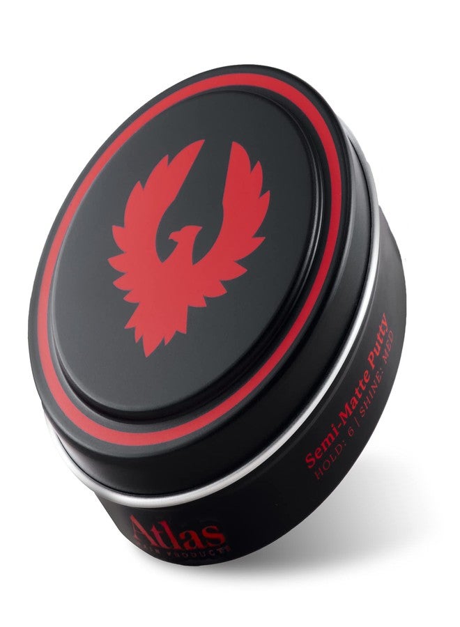 أطلس بوماد للرجال، شبه مطفي، ثبات يدوم طوال اليوم، منتج تصفيف شعر مكثف، ثبات متوسط، لمعان خفيف، مزيج من الطين والبوماد، لجميع أنواع الشعر، قابل للذوبان في الماء، معجون للشعر، 2.4 أونصة، عبوة واحدة - Image 1