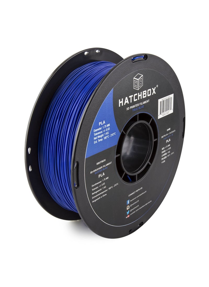 HATCHBOX HATCHBOX 1.75mm True Blue PLA 3D Printer Filament, 1 KG Spool, Dimensional Accuracy +/- 0.03 mm, 3D Printing Filament  - Image 1