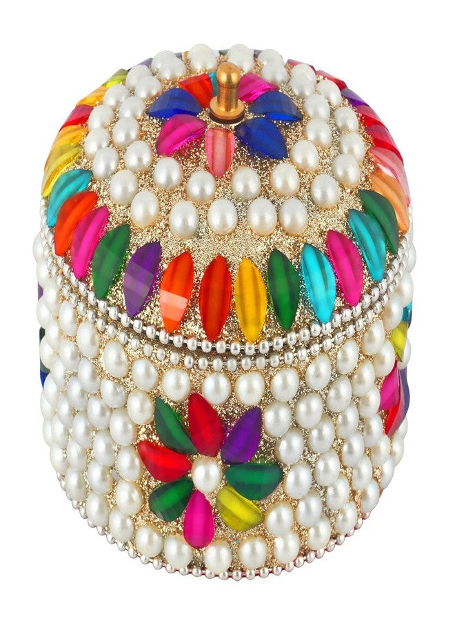 Craftam Aluminium Golden Jewellery Dibbi, Kumkum Box, Fancy Sindoor Dibbi, Vanity Box (Silver High 2 Pcs) - Image 4
