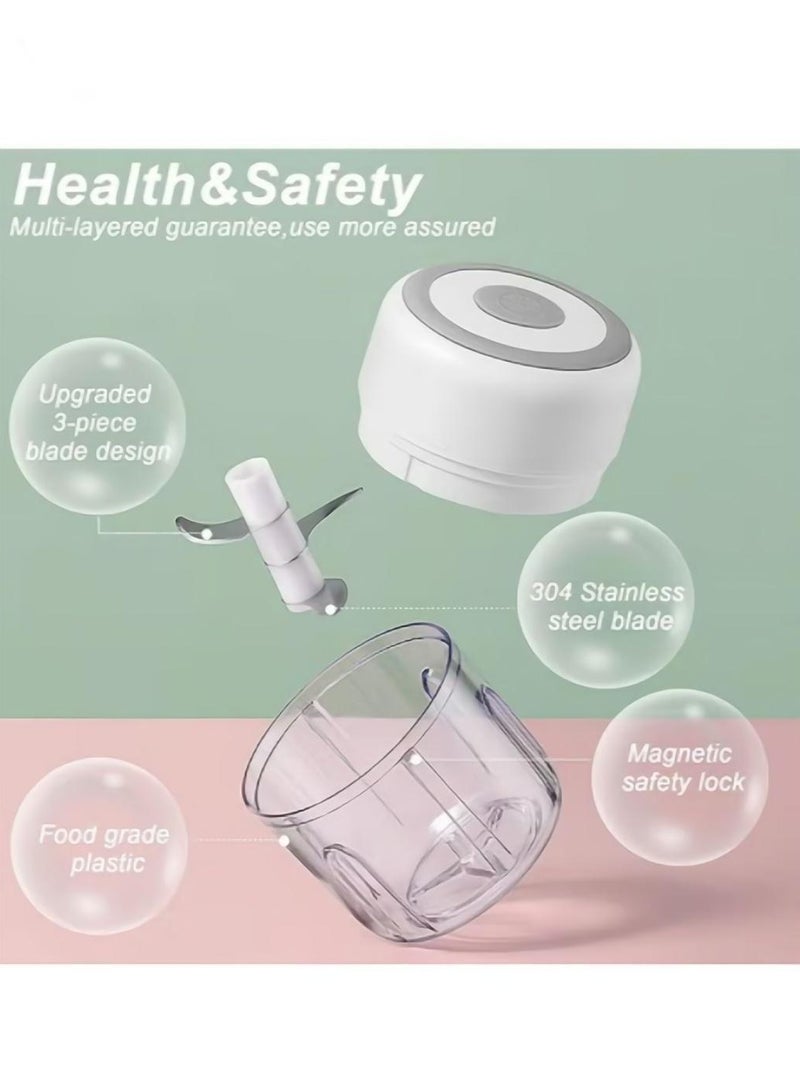 Electric Mini Garlic Chopper, Portable Food Processor, Vegetable Chopper Onion Mincer, Cordless Meat Grinder with USB Charging for Vegetable, Pepper, Onion, Baby Food, Seasoning, Nuts (BPA-Free) - Image 4