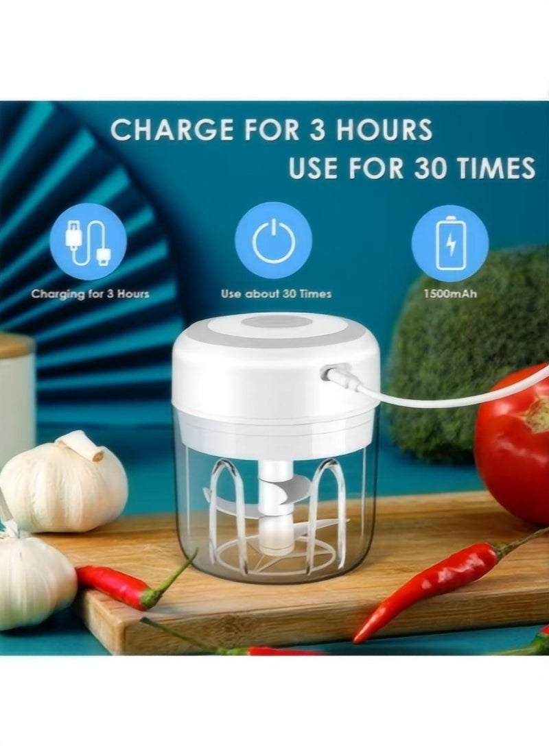 Electric Mini Garlic Chopper, Portable Food Processor, Vegetable Chopper Onion Mincer, Cordless Meat Grinder with USB Charging for Vegetable, Pepper, Onion, Baby Food, Seasoning, Nuts (BPA-Free) - Image 5
