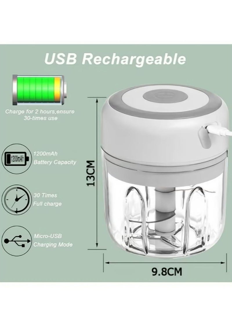 Electric Mini Garlic Chopper, Portable Food Processor, Vegetable Chopper Onion Mincer, Cordless Meat Grinder with USB Charging for Vegetable, Pepper, Onion, Baby Food, Seasoning, Nuts (BPA-Free) - Image 2