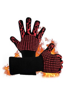Y&D BBQ Gloves1472℉(800℃) Extreme Heat Resistant Grill Gloves14 inch Ultra-Long Wrist Cooking Gloves for BarbecueCookingSilicone Non-Slip 1 Pair (red)  - Image 1