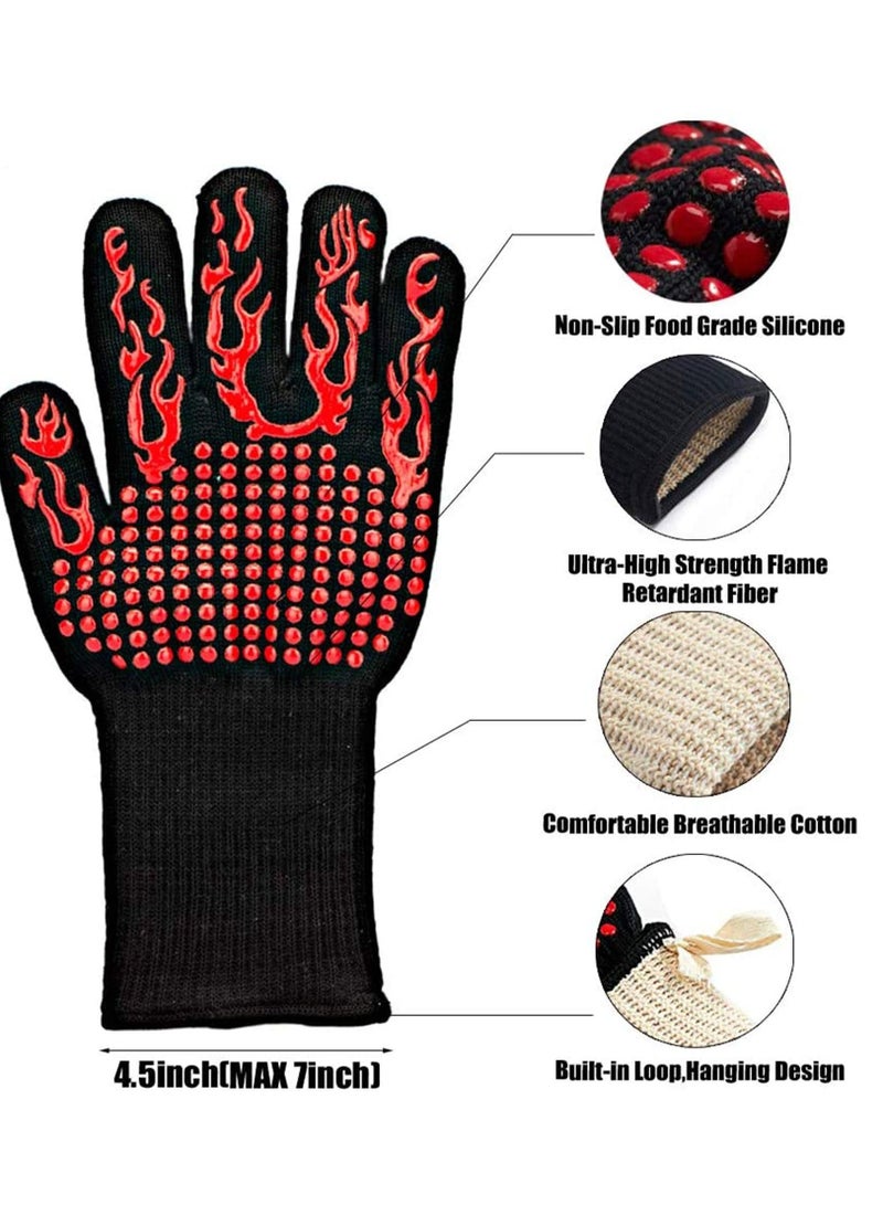 Y&D BBQ Gloves1472℉(800℃) Extreme Heat Resistant Grill Gloves14 inch Ultra-Long Wrist Cooking Gloves for BarbecueCookingSilicone Non-Slip 1 Pair (red) - Image 3