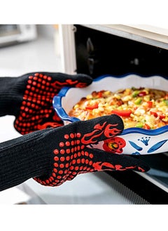 Y&D BBQ Gloves1472℉(800℃) Extreme Heat Resistant Grill Gloves14 inch Ultra-Long Wrist Cooking Gloves for BarbecueCookingSilicone Non-Slip 1 Pair (red)  - Image 5