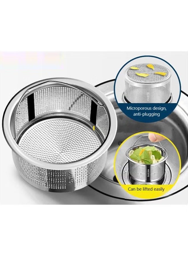 HY 2 Pack Sink Strainer 304 Stainless Steel Kitchen Sink Strainer Anti-Clogging Drain Filter Strainer Kitchen Sink Drain Strainer and 1.6 Inch Deep Kitchen Sink Strainer - Image 4