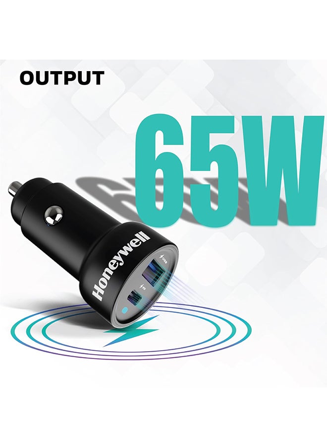 Honeywell 83W Ultrafast Car Charger Dual Port 65W Type C Pd And 18W Usb A Port For Laptop Hp Dell Google Pixel Iphone Series 16/15/14/13/12/11 Samsung Ipad And Oneplus With Pps Support Black Black - Image 4