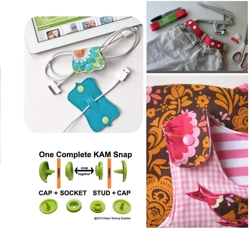 BetterJonny KAM Snaps Buttons + Snap Pliers, Starter Fasteners Kit, 384 Sets 24-Colors, Size 20 T5 KAM Snap Plastic Fasteners Punch Poppers Closures No-Sew Buttons for Crafts Cloth Diaper Bibs - Image 3