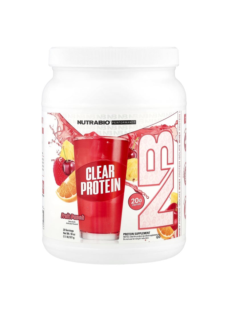 Clear Protein Powder, Whey Protein Isolate, Fruit Punch, 1.1 lb (511 g)
