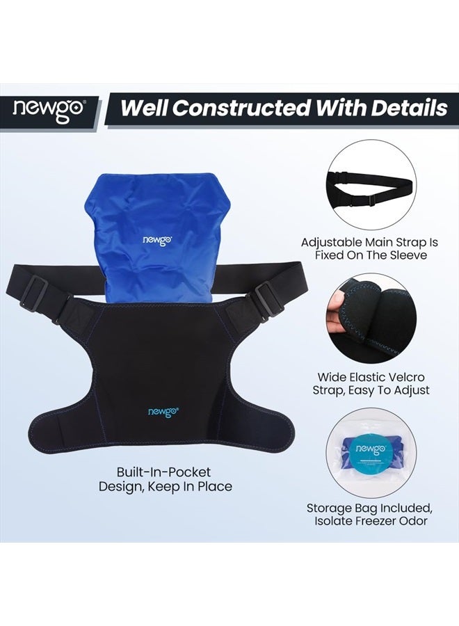 NEWGO حزمة ثلج للكتف لعلاج آلام الكتف، حزمة ثلج قابلة لإعادة الاستخدام لتخفيف آلام الكتف، التعافي بعد الجراحة، التورم - تناسب محيط الصدر من 30" إلى 45.7" باللون الأسود - Image 4