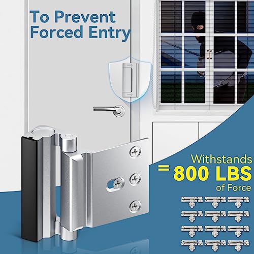 Lvyesea 3Pcs Door Reinforcement Lock, Door Locks for Kids Safety, Door Safety Locks from Inside, Withstand 800lbs Force - Enhance Home Security, Door Lock Security, Aluminum Construction (Silver) - Image 2