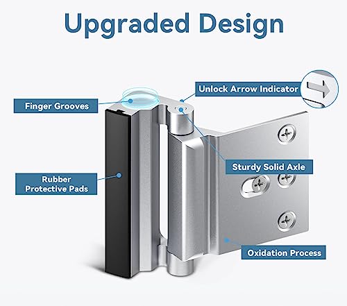 Lvyesea 3Pcs Door Reinforcement Lock, Door Locks for Kids Safety, Door Safety Locks from Inside, Withstand 800lbs Force - Enhance Home Security, Door Lock Security, Aluminum Construction (Silver) - Image 3