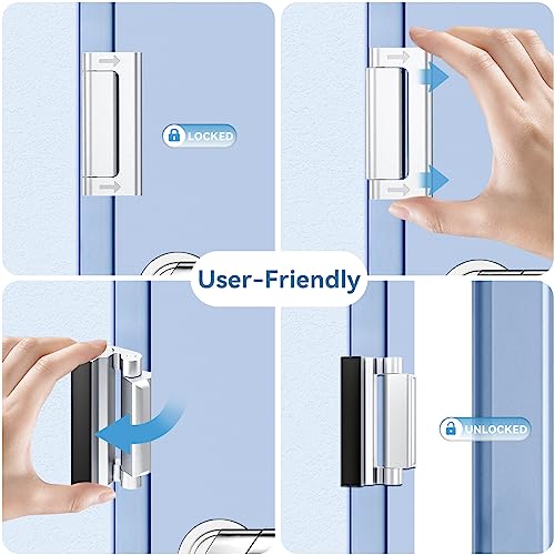 Lvyesea 3Pcs Door Reinforcement Lock, Door Locks for Kids Safety, Door Safety Locks from Inside, Withstand 800lbs Force - Enhance Home Security, Door Lock Security, Aluminum Construction (Silver) - Image 5