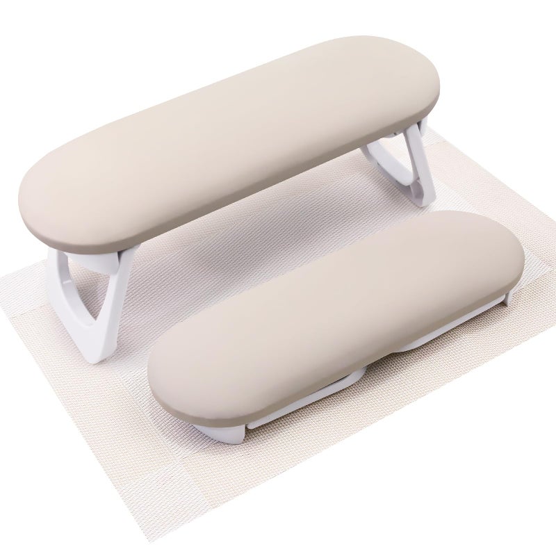 Subay Arm Rest for Nails Tech Foldable PU Leather Nail Arm Rest for Acrylic Nails Cushion Hand Holder Hand Rest Pillow Nail Art Accessories Tool for Manicure Pedicure Salon Home Use Light Brown
