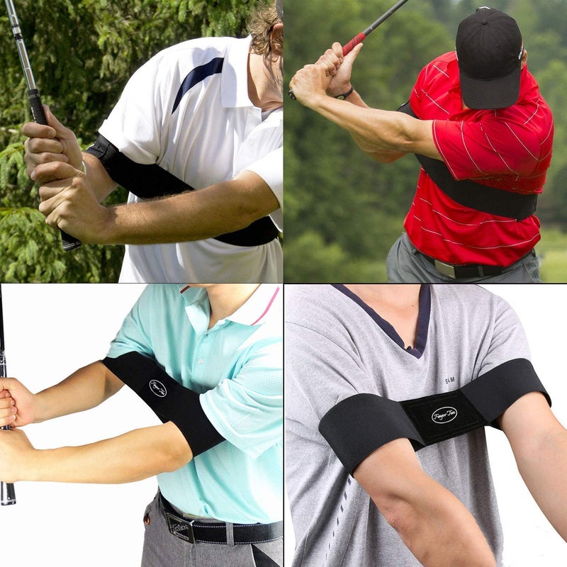 Indusoire Golf Swing Trainer Arm Band Training Aid for Aright Posture & Stick Control Durable Golf Accessory for Beginners Golf Set Compatible(Black) - Image 2