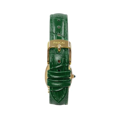 PASCAL Women's Oval Bubble Diamond Watch Leather Strap, Swiss Quartz Ladies Watches, Sapphire Crystal, Diamond Markers, Vintage-Inspired Dress Watch, 3ATM Waterproof (Gift for Her)(Green) - Image 4