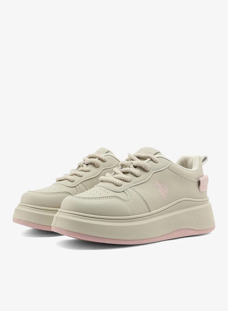 U.S. Polo Assn. beige Women's Biege Low-Top Sneakers - Stylish Design with Cushioned Comfort for Everyday Wear for Women | Best Price UAE